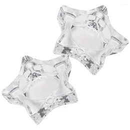 Candle Holders 2pcs Taper Holder Glass Pentagram Tealight