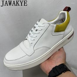 Casual Shoes 2024 Spring White Genuine Leather Lace Up Sneakers Men Thick Sole Flat Leisure Walking Male Zapatillas Hombre