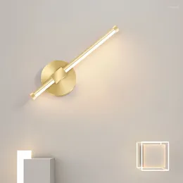 Wall Lamp Nordic Bedside Creative Strip Bedroom Modern Living Room Background LED Lights Simple Study Bathroom Gold Sconce