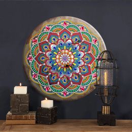 Stitch Mandala 5D Tin Diamond Painting Set Diamond Mosaic Embroidery Cross Stitch Round Iron Sheet DIY Art Crafts Home Decoration