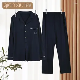 Men's Sleepwear 2024 Spring Autumn Men Casual Pyjama Sets Male Bamboo Fibre Suit Long Sleeve Turn-down Collar Cardigan Shirt & Pants
