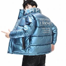 stand-up Leather Thick Padded Jacket Men Plus Down Padded Jacket Trend Bright Faced Youth Padded Jacket z7kP#