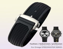 Watch Bands 20mm 21mm 22mm 18mm 19mm High Quality Rubber Silicone Watchband Fit for Omega Speedmaster Watch Strap Steel Deployment7913728