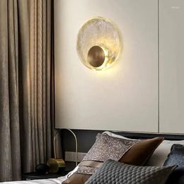 Wall Lamp Nordic Led Glass Copper Circle Bedside Light Luxury Brass Bedroom Kitchen Bar Decor Sconce Lighting