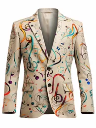 christmas Pattern Jacket Musical Instruments Classical Busin Jacket Vintage Busin Lg Sleeve Blazer Casual Outdoor m0Di#