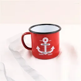 Mugs 9cm Sea Anchor Red Thickening Couple Cup Enamel Coffee Milk Mug Household Tea Water 350 Ml