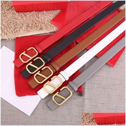 Belts Designer For Men Women Letter V Belt Classic Solid Colour 3Cm Width Business Simple Cintura Metal Gold Plated Buckle Luxury Fashi Ot0Ed