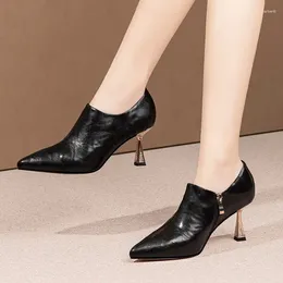 Dress Shoes 9 Years Old Shop Real Genuine Leather Women Heels Fashion Pointed Toe Party Wedding High Heel Four Seasons