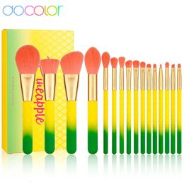 Docolor Makeup Brushes 16pcs Pineapple Makeup Brushes Set Foundation Powder Face Blending Contour Eyeshadow Make Up Brushes Set 240314