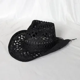 Berets Lightweight Summer Beach Western Cowgirl Hat Cowboy Straw For Sun Sunshade Outdoor Sports Fishing Hiking Cyc