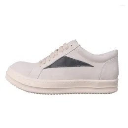 Casual Shoes Rmk Owews Men Genuine Leather Flat Loafers Women Sneaker Beige Spring High Streetwear Man Trainers