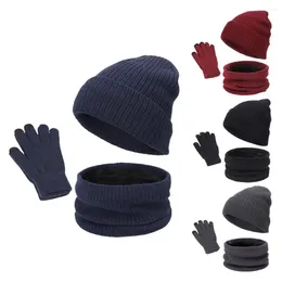 Berets Coldproof High Elastic Winter Knitted Scarf Beanie Hat Full Finger Gloves Set For Ski