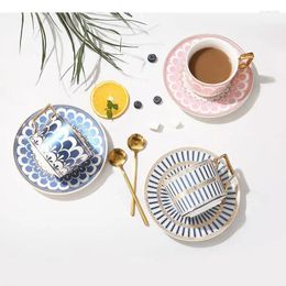Mugs Northern European Ceramics Coffee Cup Set With Spoon And Dish Home Use Afternoon Tea Flower 220ml Mug As A Gift