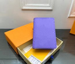 Luxury Designer Women men Purple Wallets Unisex Embossed Letter Multiple Wallets Orange Coin Card Holders Brand Men's Multi Card Long Wallet Suit Clip Zipper Pocket