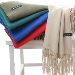 Scarves 24 Colors Luxury And Shawls Winter Warm Cashmere Solid Thick Pashmina With Tassel For Year Gift YT001