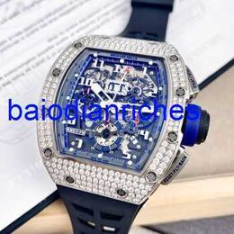 Famous Watch Richardmills Luxury Watches Mens Series Rm011 70 18k Platinum Original Diamond Set Automatic Mechanical Mens Watch FN91