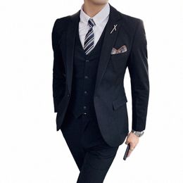 jacket+pants+vest New Wedding Suits for Men Best Man's 3 PCS Set Formal Suit Busin Meetings Custom Made Stripe Suits S-4XL z1FI#