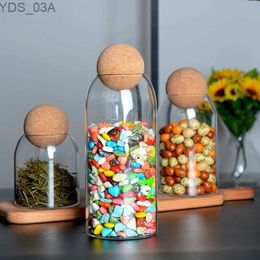 Storage Bottles Jars Cork Stopper High Borosilicate Transparent Glass Sealed Can Kitchen Food Grain Storage Can Tea Can Candy Storage Tank Tools 240327