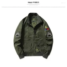 Men's Jackets Jacket Thickened Military Cotton Stand Coat Collar Pilot Embroidery Zipper Outwear Oversized Casual Army Bomber Tact