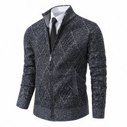 autumn Winter Jackets Men Smart Casual Stand Collar Sweatercoat Fi Geometric Knit Outerwear Mens Slim Coat Zipper Jacket b3Iy#