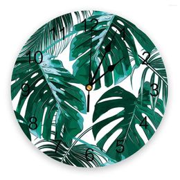 Wall Clocks Palm Leaves Tropical Plant Bedroom Clock Large Modern Kitchen Dinning Round Living Room Watch Home Decor