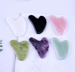 Pink Quartz Jade Guasha Scraping Massage Scraper Facial Massager Acupuncture Gua Sha Board Acupoint Face Eye Care SPA Massages Too9044390