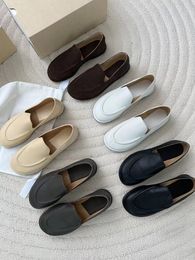 Designer shoes, dress, high-end version, Lefu leather, simple casual shoes, flat shoes, versatile women's shoes, sheep leather