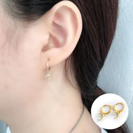 Dangle Earrings 925 Sterling Silver Gold Moon For Women Girl Simple Fashion Smooth Geometric Jewellery Birthday Gift Drop