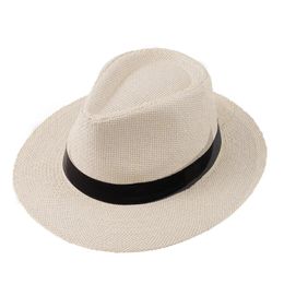 10pcs/lot Summer Beach Vacation Panama Jazz Hat Sunscreen Handwoven Straw Sun Hat Men Women Hawaii Casual Sunshade Gangster Cap 240319