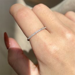 white diamond rings for women 925 sterling silver designer ring woman 5A zirconia luxury jewelry casual daily outfit travel girlfriend birthday gift box size 6-8