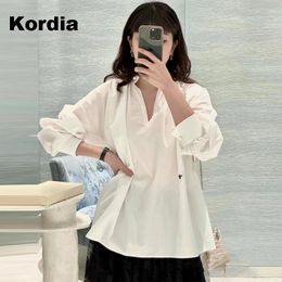 Women's Blouses White Blouse Shirts Women Loose Casual High Street Designer In Clothes Chic Vintage Office Ladies Tops Spring 2024 Jumpers