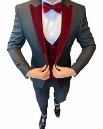 jacket+pants Black Jacket Veet Lapel 2 Piece Groom Tuxedos For Wedding Formal Prom Suit Party Evening Blazer Custom Made 27cS#