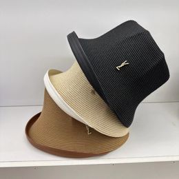 YL-1196 Cap Straw Hat Solid Colour Design Fashion Hat With Warped Brim Temperament Match Style