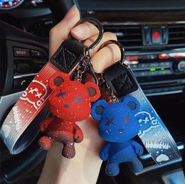 Creative Colour change bear key chain cartoon personality backpack hanging car chain men's and women's doll small gift