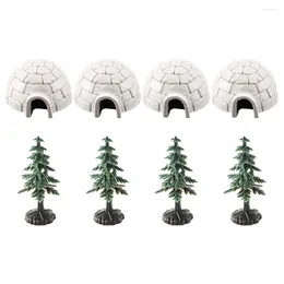 Garden Decorations 1 Set Of Artificial Polars Ice House Figurine Realistic Decors Mini Christmas Trees