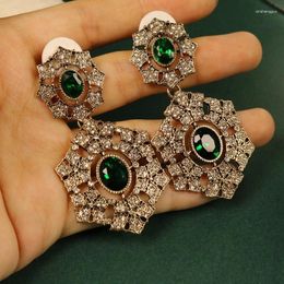Stud Earrings Rhinestone Glass Green Blue Geometry Party Wedding Gifts Jewellery Modern Accessories