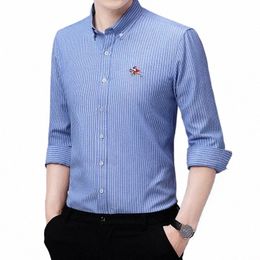 men's Shirt Lg Sleeve Korean Versi Slim Fit Embroidery Shirt Slim Fit Fi Youth Popular Style Y4y9#