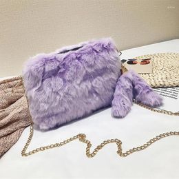 Shoulder Bags M410 Fashion Women Bag Casual Plush Leopard Wool Ball Pendant Chain Messenger Girl Gift Wholesale