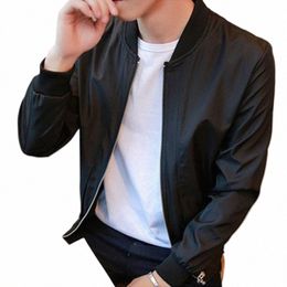 new Men's Casual Black Thin Slim Fit Stand Collar Lg Sleeved O-neck Zip Up Jacket Coat Top Solid Busin Fi Male Jacket L8Oc#