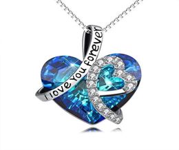 Heart Blue bridal jewelry Zircon Pendant Affordable Diamond Necklace For Wedding Cheap wedding necklace pendants 2020 Chain7091019