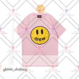 Drew Shirt Mens Tshirts Trendy Brand Drew Basic Smiley Face Printed Short Sleeved Tshirt Casual Loose Bottomed Shirt for Men and Women 911 624