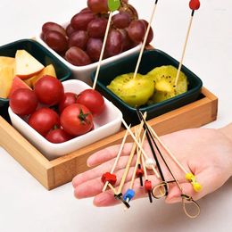 Disposable Flatware Fruit Signature 100 Bamboo Decorated Cocktail Bar Fork Household Multi-functional Non-toxic Tasteless