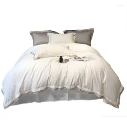 Bedding Sets 2024 Sale Long-staple Cotton Four-piece Bed Linen Est Plain Color Simple Nordic Style Fashion White Gray