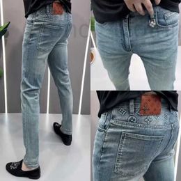 Men's Jeans Designer Brand Spring New European Embossed 2024 Fashion Solid Colour Straight Leg Versatile Casual Pants Trend 7868 KEM2