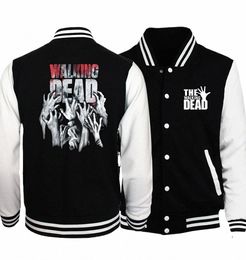 the Walking Dead Jacket Men Wing Print Coat 2022 Spring Autumn New Brand Black White Baseball Uniform Hip Hop Streetwear Homme Z6mE#
