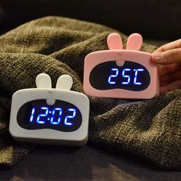 Desk Table Clocks Voice Control Silence Table Clock 12/24 Hours Blue Led Cartoon Backlight Three Alarm Desktop Clocks With Battery / USB Power24327