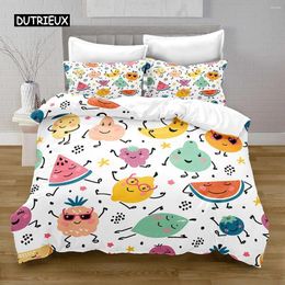 Bedding Sets Cartoon Fruit Duvet Cover Set Watermelon Pineapple Banana Japanese Style Print Soft Polyester For Kids Teens