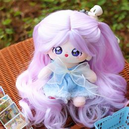 Party Supplies Real picture of 20cm cotton doll light purple hair curled wig high temperature wigs long curled wig cover for 33-36cm head circle cosplay