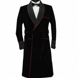 men's Suits Overcoat Smoking Blazer Black Veet Lg Jacket Casual Outfits One Piece Shawl Lapel Double Breasted Daily Costume B6st#
