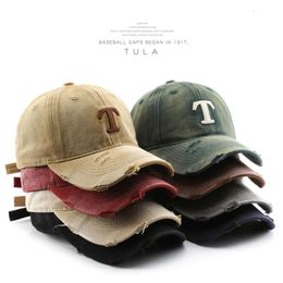 Hat for women washed in autumn and winter with letters perforated duckbill hat for outdoor men street sun protection sun shading baseball hat